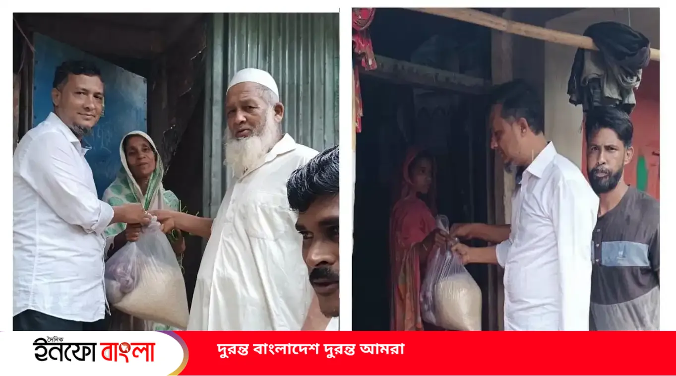 চাতরী ইউনিয়নে পানিবন্দি পরিবারের পাশে চেয়ারম্যান প্রার্থী শহীদুল আলম
